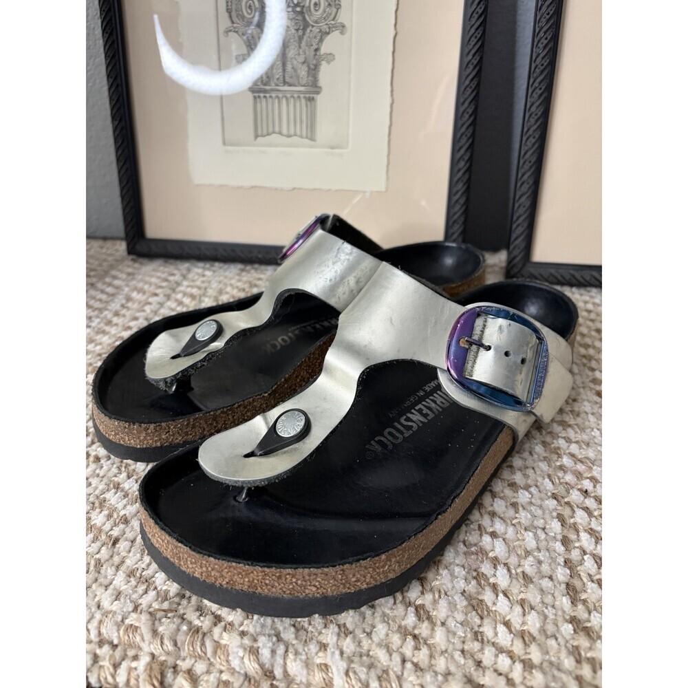 Birkenstock Womens Gizeh Thong Sandals Metallic Silver US8/EU38 Wide/Regular Fit - Picture 3 of 13
